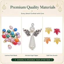 Autumn Beaded Tree Craft Kit - DIY Desktop Maple Tree Metal Wire Handmade Set, With Instructions/Acrylic Maple Leaves/Angel Tree Topper/LED Lights, For Adult Thanksgiving Crafts And Fireplace Mantel Decor - Brown Autumn Style - View 5