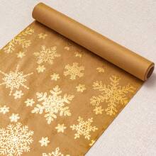1pc Gold Foil Velvet Polyester Snowflake Christmas Table Runner, Home Kitchen Dining Room Christmas Holiday Decor - Gold - View 6