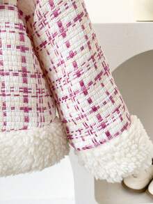 Autumn/Winter Baby Girl Pink Plaid Lamb Fleece Patchwork Sweet & Cool Stylish Versatile Outdoor Jacket - Pink - View 6