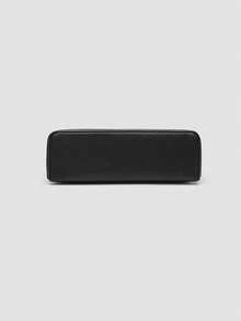1pc Solid Color Lychee Texture PU Square Shoulder Bag, Small Size, Suitable For Daily Fashion Matching, Minimalist Style - Black - View 6