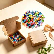 600/450/350/300/200pcs 0.39 Inch Square Glass Mosaic Crystal Glass Set, Art Handmade Decorative Tiles, Adult Creative Art Decoration Material Accessories, Suitable For Various Scenes Material Product Making Tiles, Suitable For Adult Making - A - View 18
