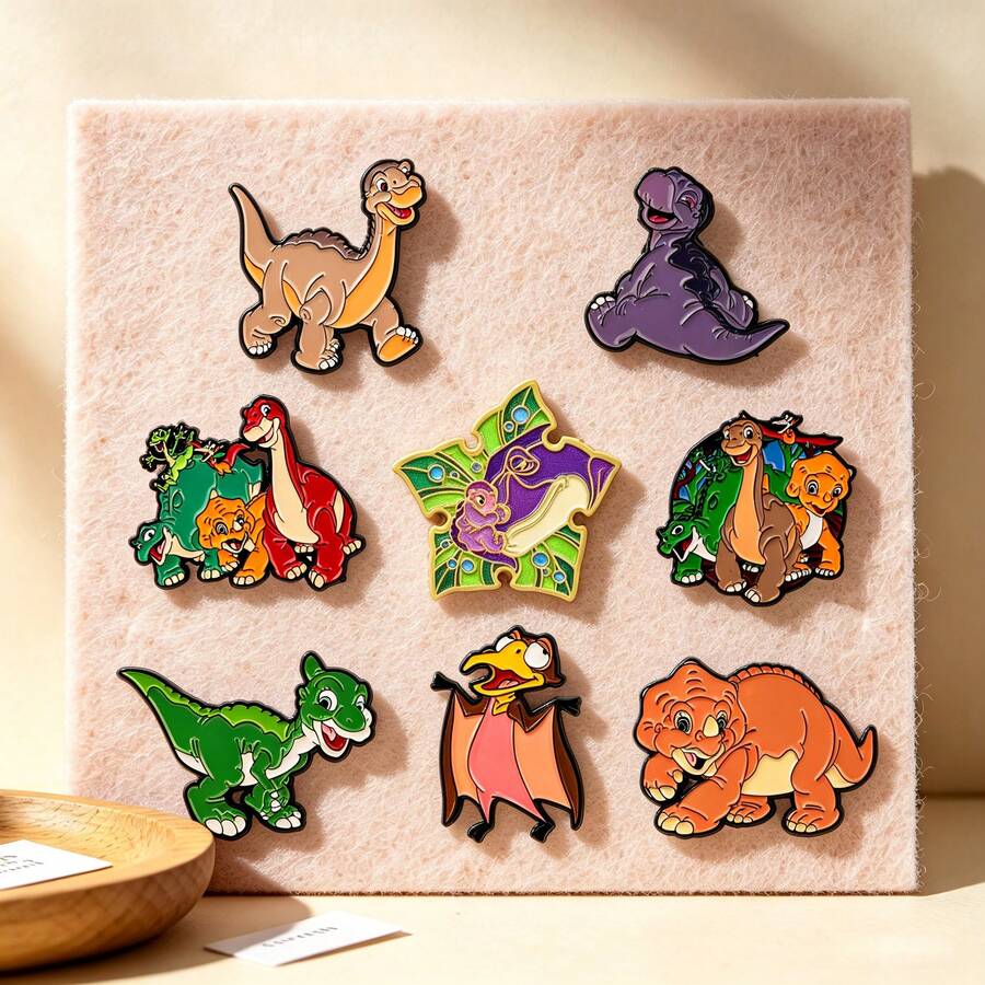 Cartoon Dinosaur Enamel Lapel Pins, Cute Dinosaur Brooch, Metal Animal Badge For Jacket Backpack Hat Decor, Novelty Gift For Dinosaur Lovers