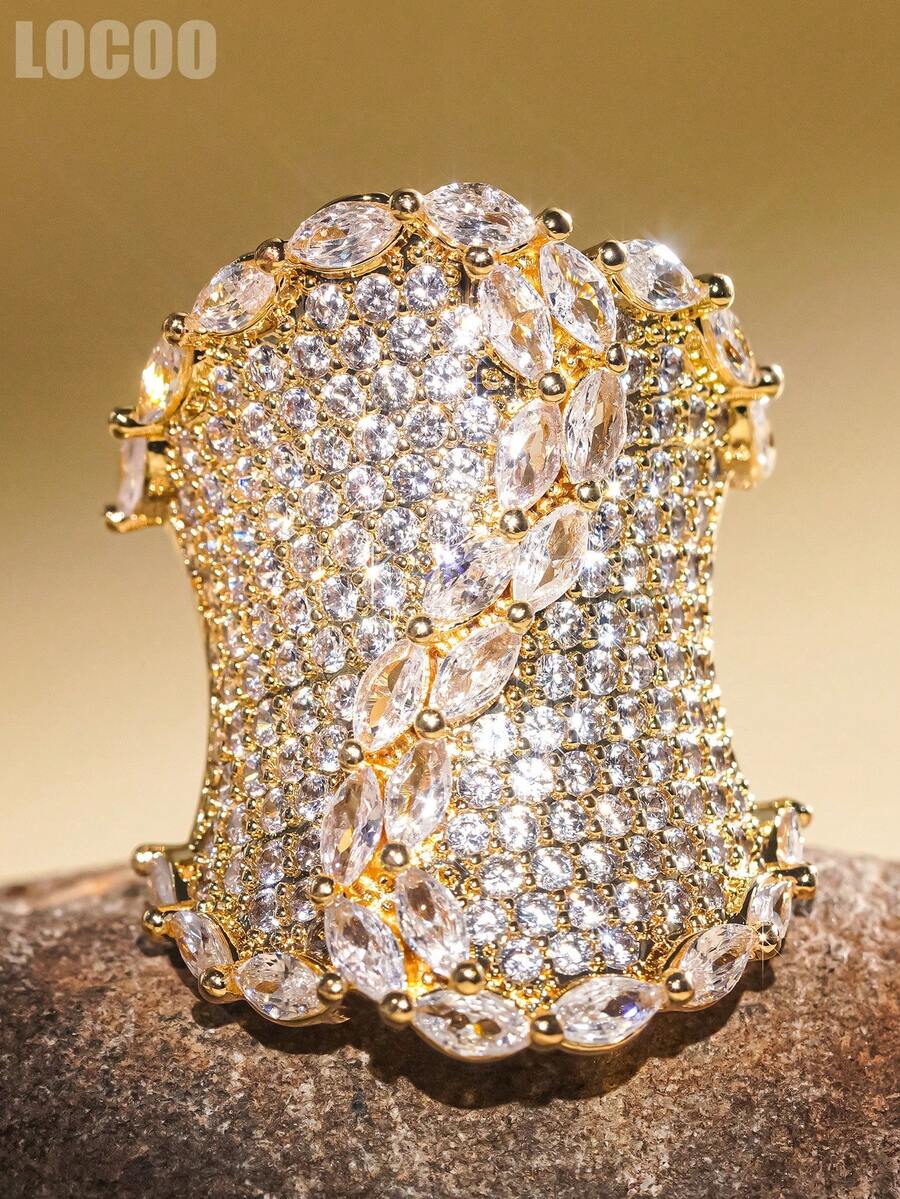 1pc Romantic Cubic Zirconia Ring For Women, Wedding Engagement Party Jewelry, Valentine's Day Gift - 1# - View 1