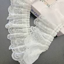 1/2/6/8/10 Size White Hollow Eye Pattern Fan-Shaped Scalloped Lace Trim, 6.5cm Wide Double Layer Pleated Mesh Lace Ribbon, Multiple Styles Available, Soft And Breathable, Suitable For Handmade Sewing, Fabric Crafts, Christmas Decoration - Multiple Styles - View 6