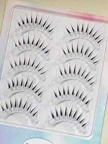 5 Pairs Women's Idol Style False Eyelashes, A-Type Little Devil Manga Eyes, Natural Japanese Style, Full Strip, Suitable For Cosplay Makeup And No-Makeup Look Look, Realistic Transparent Band Upper Lashes - View 4