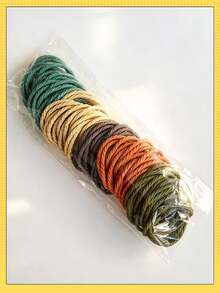 50pcs/20pcs/10pcs/1pc High Elastic Polyester Spiral Woven Material Morandi Macaron Multicolor Solid Color No Pattern Minimalist Basic Style High Elasticity Durable Hair Ties Not Easy To Break Not Damaging Hair Thin Hair Bands For Girls Students Daily Commute Hair Styling - Color: Random - View 5