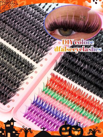 Dreamy Colorful Eyelash Clusters 651pcs, 50D/60D/80D Multi-Layered Hair Type With 8-16MM Mixed Length And D-Curl Natural Curl, Rich Colors To Brighten Eye Makeup, Can Be Freely Assembled According To Inner, Middle And Outer Eye Corners, Easily Create Sweet Cool Contrast, Ethereal Gradient, Manga Eye, Personalized Hot Girl Look And 3D Big Eye Effect, Lightweight And Fluffy Hair Fibers, Segmented Design Convenient For Beginners To Use At Home