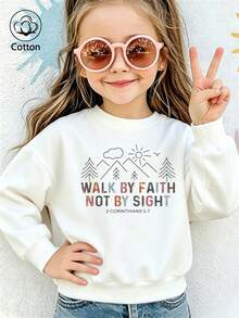 Children's Casual Round-Neck Sweatshirt, Long-Sleeve Round-Neck Sweatshirt With Hill Cartoon Print - White - View 10