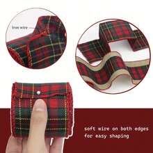 2pcs Red & Green Plaid Ribbon, For Christmas Tree Bows And Holiday Decorations (2.5 Inches Wide, 5 Yards Long) - Multicolor - View 6