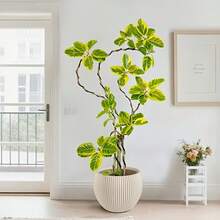 1pc Bohemian Style Plastic Flower Pot, Vertical Stripes, Modern Minimalist Design, Lightweight And Durable, Suitable For Indoor And Outdoor Use (Desktop, Shelf, Balcony) - B - View 6