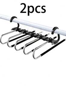 Multi-Layer Pants Rack, Space-Saving Closet Storage, Metal Non-Slip Pants Rack, Multi-Rod Design, Suitable For Jeans, Leggings, Skirts, Pants, Scarves Closet, Bedroom Closet, Apartment Clothing Storage Accessories - Multicolor - View 18