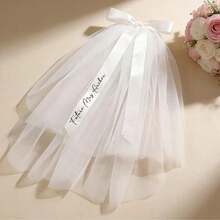 Personalised Silk Wedding Ribbon, Wedding Chiffon Ribbon Name Tag, Ribbon Placecard For Wedding, Bridal Shower Personalised Bow Bridesmaid Gift Patchwork Batting, Cotton Interlining, DIY Crafts Fabric, Sewing Accessories, Quilting Material, Adhesive - Multi-color - Veil - View 5