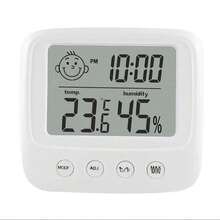 1 pieza Nuevo termómetro digital LCD e higrómetro, monitor de humedad para habitación de bebé, medidor electrónico de temperatura y humedad interior con retroiluminación, estación meteorológica - Blanco - Ver 10