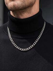 GRDR Men's Knitted Turtleneck Long Sleeve Sweater - Black - View 3