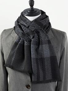 1pc Men's Water Ripple Pattern Office Street Casual Polyester (Polyester) Scarf Neck Warmer Autumn/Winter Warm Versatile Faux Cashmere Scarf For Suit And Coat - Multicolor - View 13