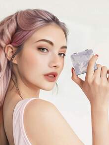 1PC Artistic Vintage Series Portable Folding Makeup Mirror, Lightweight Ultra-Thin Convenient Durable PU Leather, Suitable For Various Occasions Travel Party Work School, Suitable For All Ages - Multicolor - View 3