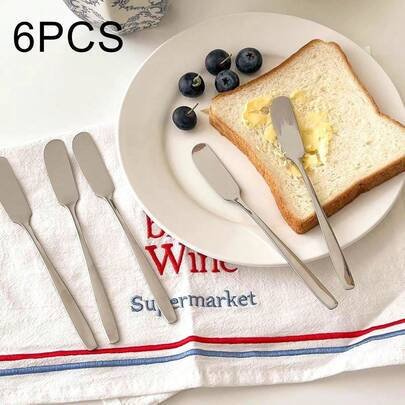 6PCS Stainless Steel Butter Knife, Jam Knife, Butter Spreader, Cake Decorating Tool, Suitable For Spreading Sauce, Jam, Cheese And Dessert Sandwiches, Toast Jam Spreader, Cheese Knife, Cream Dessert Knife, Cream Scraper, Kitchen Supplies, Christmas Gift
