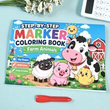 Children's Step-By-Step Coloring Book Farm Animals Cars Bus Simple Tracing Coloring Book Large Pattern Thick Lines Easy To Color Practice Workbook Back To School Learning Supplies Student Holiday Learning Gift - Multicolor - View 12