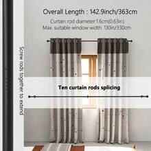 Nordic Black Curtain Rod Roman Rod, Adjustable Length, Fits 1m, 2m, 3 Meters Windows, 5/8 Inch Metal Single Rod Curtain Rod Rail Set, Wall Mounted, Suitable For Bedroom, Living Room, Apartment Windows - Black 1 Set - View 10