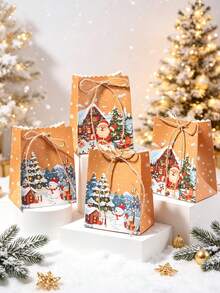 10pcs/50pcs/Pack Party Gift Boxes Christmas New Paper Boxes Christmas Candy Boxes Cookie Boxes Dessert Boxes Party Gift Paper Boxes Decorative Christmas Atmosphere Boxes - View 9