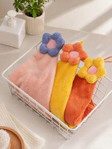 1pc/4pcs/8pcs Approx. 13.4*13.4 Inch Cute 3D Fruit Star Decorative Hanging Towel, Soft Coral Fleece Absorbent Kitchen Bathroom Wiping Cloth, Kids Favorite Towel, Quick Dry Soft Fluffy - Multicolor - View 8