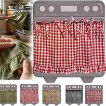 1pc Handmade Farmhouse Style Oven Skirt Cover, Handmade Country Style Oven Curtain, Handmade Oven Cover, Plaid Pattern Blended Fabric Oven Curtain, Can Be Installed To Block Clutter, Suitable For Stoves With Ties, Ruffle Trim Decoration, Home Kitchen Decor - Multicolor - View 20
