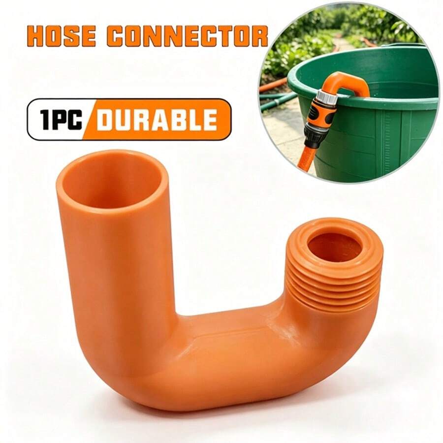1pc Orange Bucket Rim Hose Hook Connector, Convenient Hose Rack Adapter, Easy To Fill Water And Garden Watering, Durable Plastic Pipe Joint - A - View 1