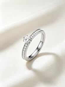 1PC Unique Luxury Stainless Steel Women's Promise Ring, Female Jewelry Accessory, Couple Wedding Ring Gift, Wear For Daily, Wedding & Anniversary - Ring - View 4