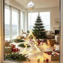 1pc Christmas Tree Shaped LED Suction Cup Window Hanging Light, Battery Operated(Not Included) With Push Button Switch, Indoor Window Glass Wall Decor Lamp For Christmas Holiday Home Party Window Display, Warm White / Multicolor Optional - Suction Cup - View 8