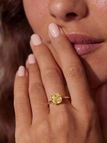 1pc Single Diamond Ring, Women's Style, Suitable For Parties And Events, Exquisite Jewelry, Girlfriend Anniversary Gift - Single Diamond Square - View 7