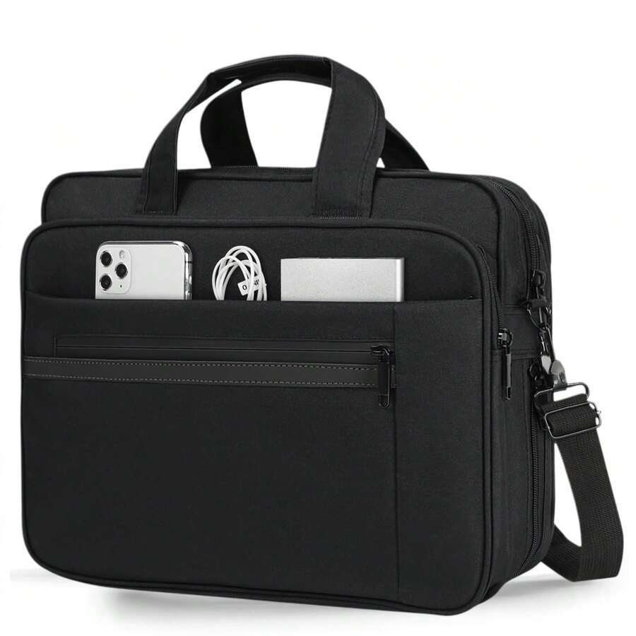 NEWHEY 15.6 Inch Laptop Bag, Waterproof Laptop Crossbody Bag, Expandable Briefcase, Unisex, Travel, University, Business Laptop Bag