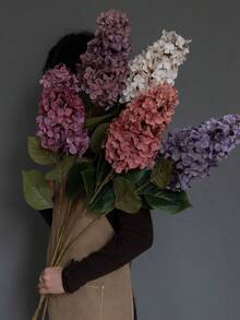 1PC, Autumn Long Branch Vintage Hydrangea Artificial Flower, Wedding Scene Layout Road Guide Fake Flower Photography Prop Hydrangea - Multicolor - View 1