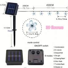 Outdoor Solar Powered Cherry Blossom Fairy Lights, 100 LED 3D Flower Shaped String Lights, Waterproof And Sun-Resistant, Solar Powered , Multiple Lighting Modes Switchable. 12m Long Cable Convenient For Wrapping Greenery, Fences, Tree Trunks, Suitable For Yard, Patio, Lawn Decoration, Wedding, Proposal Scenes, Social Media Photo Spots, Creating Warm And Romantic Outdoor Atmosphere Decorative String Lights. - Solar Cherry Blossom Lights - View 3