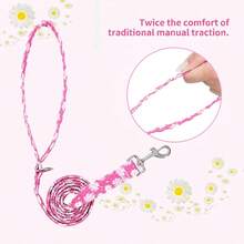 1pc Floral Pet Leash, Fresh Daisy & Sunflower Print, Lightweight Outdoor Dog Leash For Small To Medium Dogs And Cats, Multiple Colors Available - Hot Pink - View 2
