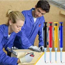 2.8mm Woodworking Pencil Set, Mechanical Deep Hole Marking Pencil With Built-In Sharpener, Long Nose Carpenter Pencil, Gift Tool For Carpenters, Builders, Woodworkers, DIY Enthusiasts And Handymen - A - View 2