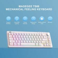 MAGEGEE TS68 Mechanical Feel Keyboard, Win Compatible, Cool RGB Lighting, 19-Key Anti-Ghosting, Ergonomic Design, Multi-Function Knob, 66-Key - View 5