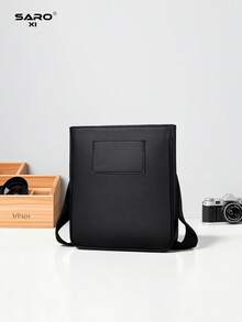 saroxi 1pc Men's Crossbody Bag, Side Bag, Shoulder Bag, Square Pouch, Multifunctional Small Bag For Commuting And Casual Use, Minimalist Style Black Phone Bag, Gift For Men - Multicolor - View 12