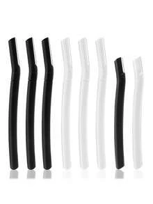 8pcs Black And White Eyebrow Scraper And Shaving Set, Eyebrow Trimmer, Exfoliating Beauty Tool, Body Hair Trimmer, Women's Eyebrow Trimming Set, Long Handle Blade With Precise Protection, Suitable For Home Or Travel Use - Upgraded Version - View 7
