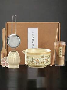 1pc/7pcs Set Teh Matcha Desert Camel Coconut Tree dengan Corong, Termasuk Mangkuk Matcha, Tempat Pengaduk Teh, Saringan Teh, Sendok Teh, Tempat Pengaduk Teh, Set Sendok Teh, Alat Persiapan Matcha, Alat Pembuatan Makanan Penutup dan Minuman, Set Perlengkapan Sekolah - MultiWarna - View 13