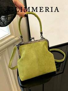 2025 Autumn/Winter New Retro Suede Handbag, Detachable Women's Shoulder Bag With Button Wallet, Minimalist Green Crossbody Bag - Green - View 2