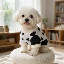 Pet Home Wear Black And White Cow Print Outfit, Suitable For Small Animals - Black - View 4