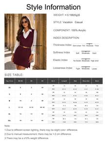 Women's Solid Color V-Neck Minimalist Daily Side Slit Sleeveless Knit Dress, Anchor Red Casual Autumn Style. Does Not Include A Belt Or Shirt. - Maroon - View 7