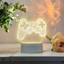 Lampu Malam Akrilik Motif Kontroler Game, Lampu Hias Meja Bertenaga USB dengan Cahaya Hangat, Ukiran Garis Kisi Halus, Lampu Samping Tempat Tidur dengan Suasana Gaming yang Keren, Gaya Tema Gaming, Cocok untuk Penggemar Game, Hadiah Ulang Tahun dan Liburan yang Kreatif - cahaya putih hangat - View 7
