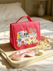L'Occitane 女款柔軟布料拉鍊化妝包，日常化妝品收納袋，防水旅行盥洗包，3款設計可選，保養禮盒套裝 - 紅色 - 查看 4