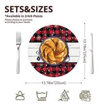 2pcs/4pcs/6pcs/8pcs Christmas Pattern Happy Holiday Kitchen Dining Table Placemats Round Table Mats Round Tablecloth Holiday Tabletop Decoration 13.7in X 13.7in Seasonal Home Decor Round Design Holiday Decoration Thickened Linen Material - Multicolor - View 4