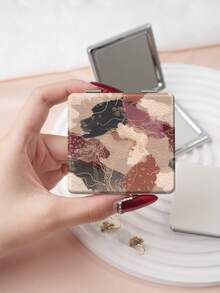 1PC Artistic Vintage Series Portable Folding Makeup Mirror, Lightweight Ultra-Thin Convenient Durable PU Leather, Suitable For Various Occasions Travel Party Work School, Suitable For All Ages - Multicolor - View 6