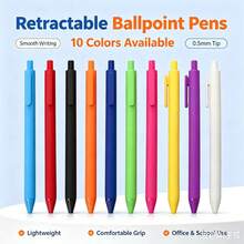 DOWMOO Pulpen Ballpoint yang Dapat Ditarik, 10 Warna, Ukuran 0,5mm, Pulpen Menulis Halus untuk Kantor, Sekolah, dan Pelajar - Set - View 3
