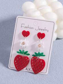 Minimalist Cute Floral Dopamine Candy Color Strawberry Sweet Acrylic Earrings - Multicolor - View 4