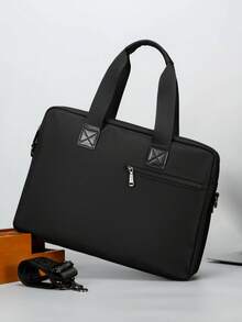 Men's Business Oxford Fabric Handheld Briefcase, Wear-Resistant Large Capacity Detachable Shoulder Strap Crossbody Bag, Workplace Commute Travel Storage A4 Document Laptop Bag, Minimalist Business Commuter Shoulder Bag - A - View 2