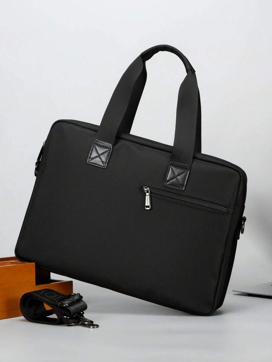 Men's Business Oxford Fabric Handheld Briefcase, Wear-Resistant Large Capacity Detachable Shoulder Strap Crossbody Bag, Workplace Commute Travel Storage A4 Document Laptop Bag, Minimalist Business Commuter Shoulder Bag